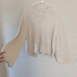 Bright White Wool V-Neck Sweater